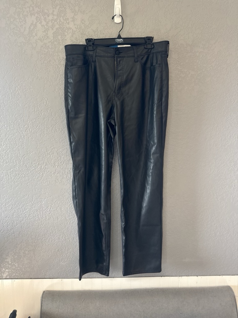 [187] Old Navy Black Faux Leather Straight-Leg Pants